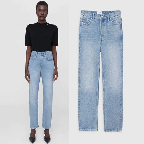 23ss anines bings fashion designer high waist zipper jeans classic waisted washed and edged medium elastic small straight pants women casual, Blue
23ss anines bings fashion designer high waist zipper jeans classic waisted washed and edged medium elastic small straight pants women casual, Blue