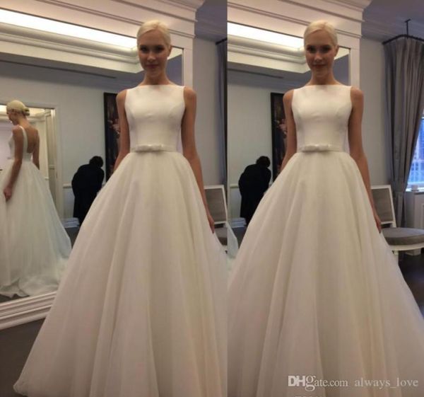 2019 french style a line wedding dress jewel neck with sash sleeveless bridal gown custom made plus size1066467, White
2019 french style a line wedding dress jewel neck with sash sleeveless bridal gown custom made plus size1066467, White