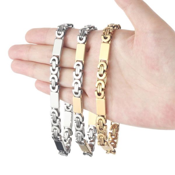 charm bracelets men heavy byzantine stainless steel bangle bracelet metal link chain bracelets 8mm width wrist band jewelry gift 230814, Golden;silver
charm bracelets men heavy byzantine stainless steel bangle bracelet metal link chain bracelets 8mm width wrist band jewelry gift 230814, Golden;silver