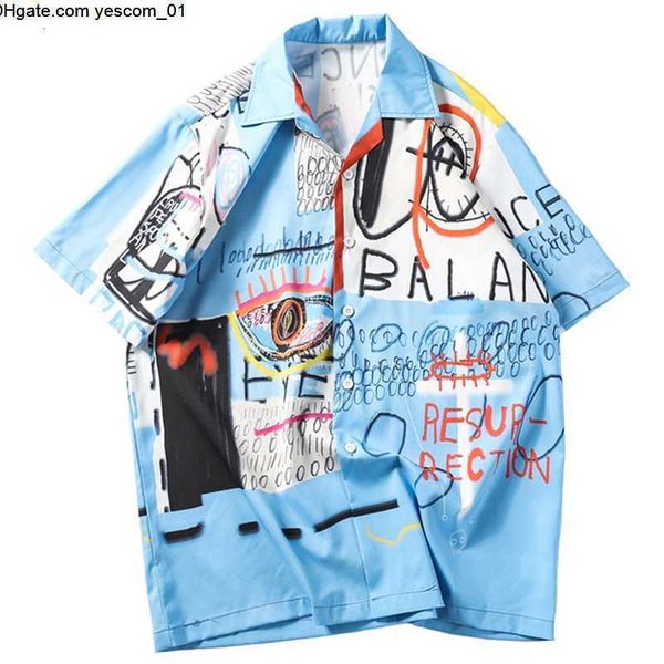 mens hip hop shirts streetwear hawaiian shirt graffiti print beach summer thin short sleeve male clothing, White;black
mens hip hop shirts streetwear hawaiian shirt graffiti print beach summer thin short sleeve male clothing, White;black