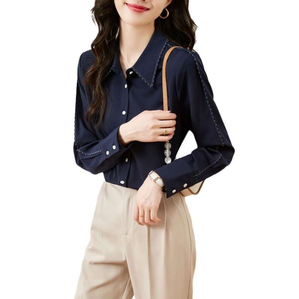 french long sleeved shirt womens autumn all matching high end western style top, White
french long sleeved shirt womens autumn all matching high end western style top, White