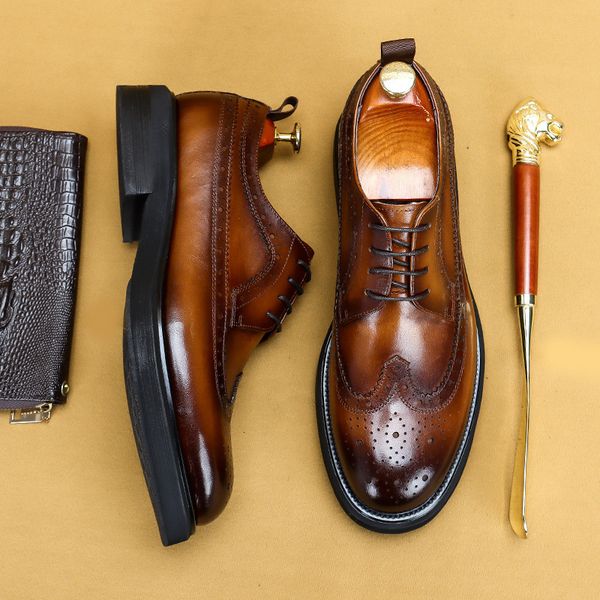 dress shoes men casual leather fashion classic brogues luxury genuine cow handmade thick heels black male wedding formal 230814
dress shoes men casual leather fashion classic brogues luxury genuine cow handmade thick heels black male wedding formal 230814