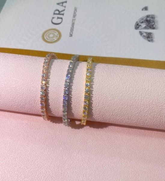 charm bracelets real 4mm moissanite sparkling full diamond gra 925 sterling silver wedding engagement party jewelry for womencharm8600897, Golden;silver