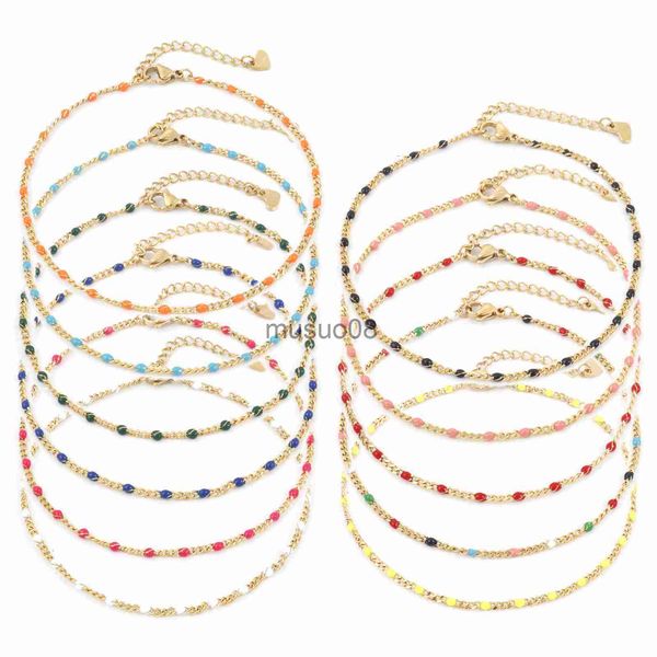 anklets fashion stainless steel anklet simple gold color curb link chain multicolor enamel brelets on foot summer women anklet jewelry j2308, Red;blue
anklets fashion stainless steel anklet simple gold color curb link chain multicolor enamel brelets on foot summer women anklet jewelry j2308, Red;blue