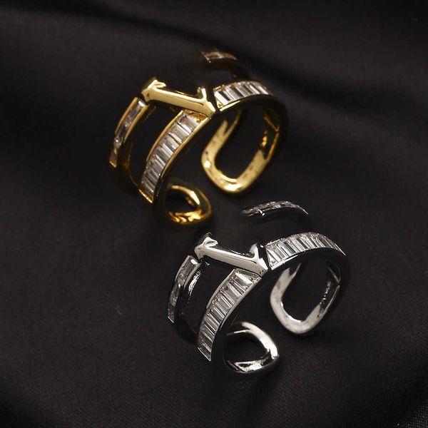 fashion l designer copper plated true gold set zircon letter v ring classic adjustable ornament, Silver
fashion l designer copper plated true gold set zircon letter v ring classic adjustable ornament, Silver