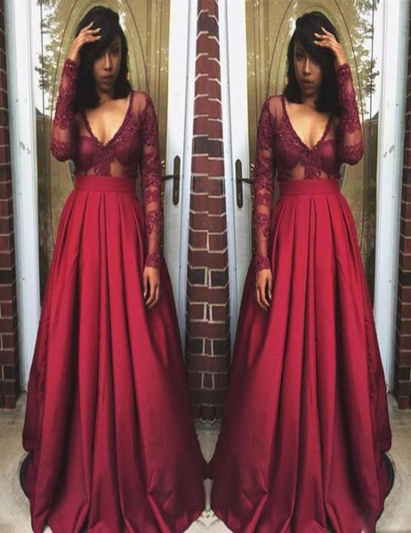 burgundy lace see through prom dresses 2017 v neck sheer long sleeves satin a line evening gowns black girl cocktail party dress3797160
burgundy lace see through prom dresses 2017 v neck sheer long sleeves satin a line evening gowns black girl cocktail party dress3797160