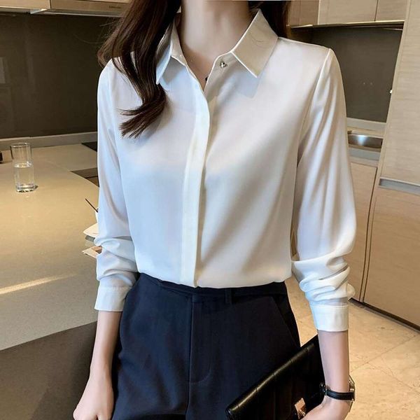 real silk long sleeved shirt for women spring design light and mature hong kong style satin ol, White
real silk long sleeved shirt for women spring design light and mature hong kong style satin ol, White
