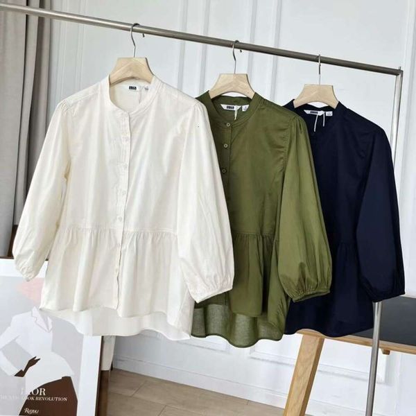 womens cotton lantern sleeve shirt three quarter sleeves ruffled pleated casual for women, White
womens cotton lantern sleeve shirt three quarter sleeves ruffled pleated casual for women, White
