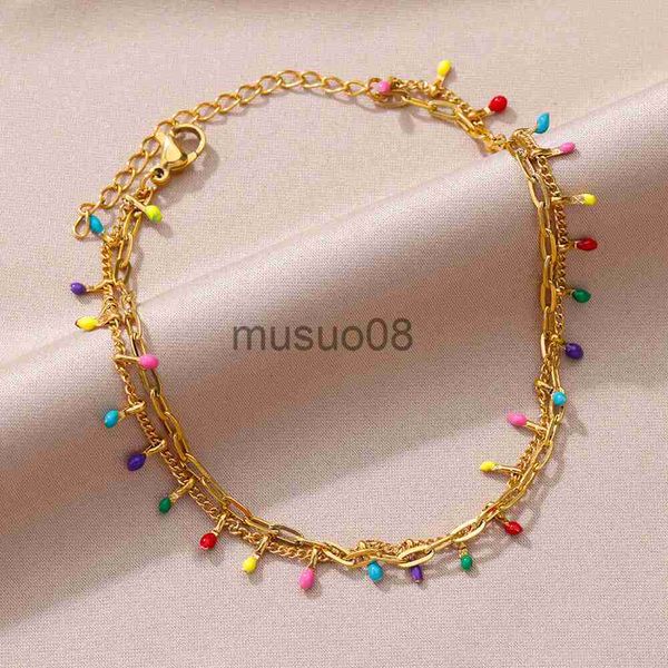 anklets boho rainbow beaded anklets for women stainless steel double layer chain anklet 2023 trend new summer beh jewelry cessories j230815, Red;blue
anklets boho rainbow beaded anklets for women stainless steel double layer chain anklet 2023 trend new summer beh jewelry cessories j230815, Red;blue