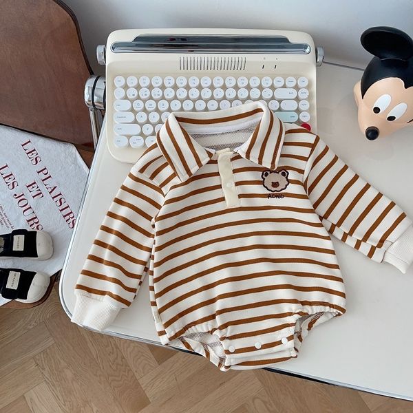 rompers cute baby boy romper 2023 autumn born girl long sleeve turn down collar bear embroidered striped bodysuit outfits clothes 230814, Blue
rompers cute baby boy romper 2023 autumn born girl long sleeve turn down collar bear embroidered striped bodysuit outfits clothes 230814, Blue