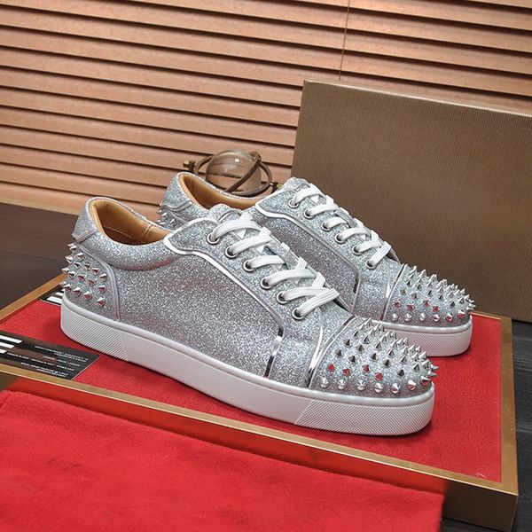 red rubber sole low spikes casual shoes flat spike sneaker classic studs tennis shoe leather suede studs trainer men women 36-45, Black
red rubber sole low spikes casual shoes flat spike sneaker classic studs tennis shoe leather suede studs trainer men women 36-45, Black