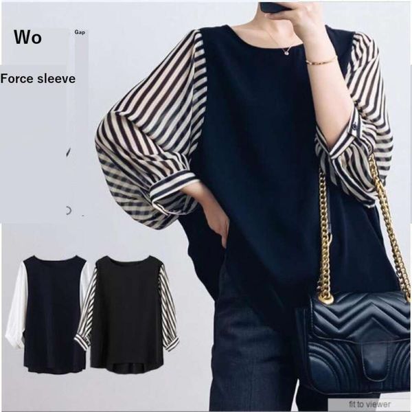 japanese lotte order summer color shirts matched bat sleeved chiffon blouse women loose shirt, White
japanese lotte order summer color shirts matched bat sleeved chiffon blouse women loose shirt, White