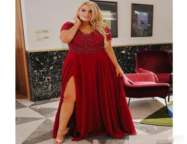 dark red plus size evening dresses short sleeves v neck luxury beaded sequins side slit floor length a line custom made formal pro5917826, Black;red
dark red plus size evening dresses short sleeves v neck luxury beaded sequins side slit floor length a line custom made formal pro5917826, Black;red