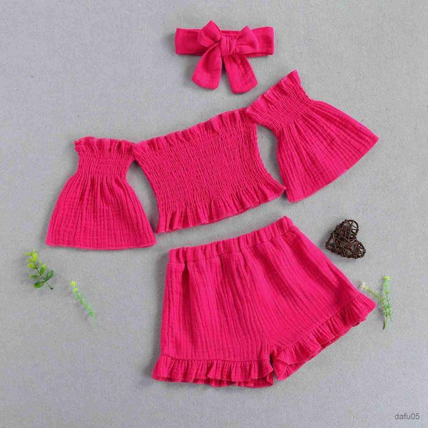 clothing sets 1-6y summer fashion kid baby girls clothes sets short sleeve shoulder crop shorts headband 3pcs outfit sets r230815, White
clothing sets 1-6y summer fashion kid baby girls clothes sets short sleeve shoulder crop shorts headband 3pcs outfit sets r230815, White