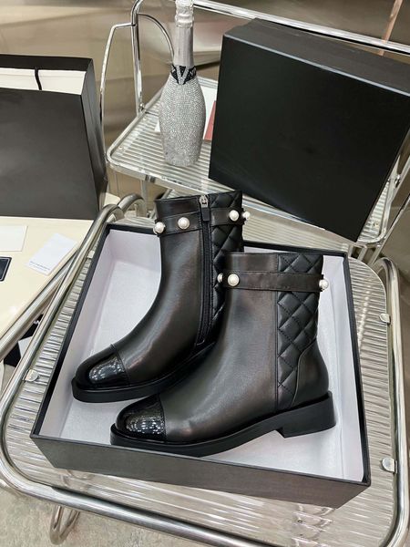 2023 zipper short boots luxury short boots autumn women's luxury leather pearl boots fashion boots, Black
2023 zipper short boots luxury short boots autumn women's luxury leather pearl boots fashion boots, Black