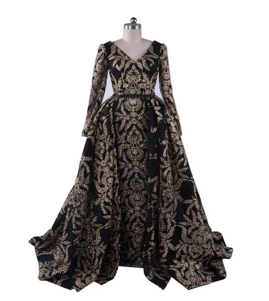 2019 bling sheath prom dresses vneck evening gowns with detachable overskirt split arabic long sleeves ball gown dubai formal gow7576847, Black
2019 bling sheath prom dresses vneck evening gowns with detachable overskirt split arabic long sleeves ball gown dubai formal gow7576847, Black