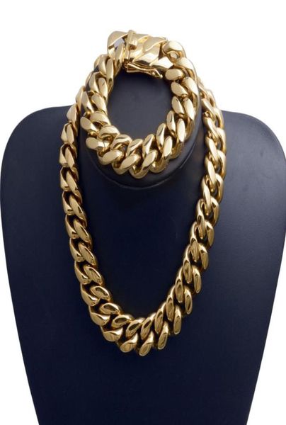22mm exaggerated superwide men cuban link chain jewlery set hip hop stainless steel choker necklace bracelet 18k gold plated 16q5874246, Silver
22mm exaggerated superwide men cuban link chain jewlery set hip hop stainless steel choker necklace bracelet 18k gold plated 16q5874246, Silver