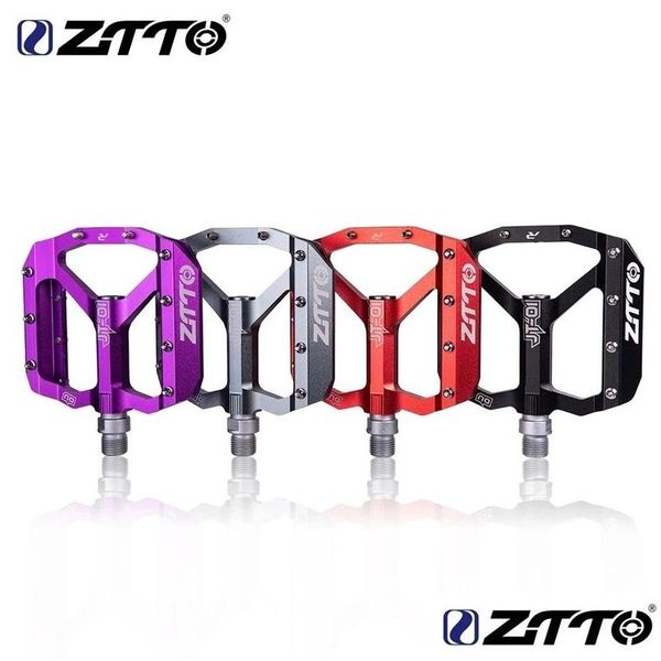 Image of Bike Pedals Ztto Mtb Bearing Aluminum Alloy Flat Pedal Bicycle Good Grip Lightweight 9/16 Big For Gravel Enduro Downhill Jt01 220915 Dhx4S