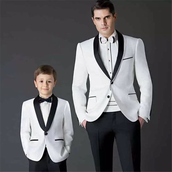 men s suits blazers black white terno masculino groom blazer trousers father and son 2pcs jacket pant costume homme men suit for wedding tux, White;black
men s suits blazers black white terno masculino groom blazer trousers father and son 2pcs jacket pant costume homme men suit for wedding tux, White;black