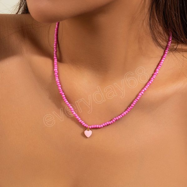 pink acrylic seed beads necklace with small love heart pendant choker for women jewelry on the neck chain party girls, Silver
pink acrylic seed beads necklace with small love heart pendant choker for women jewelry on the neck chain party girls, Silver
