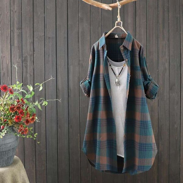 spring and autumn casual plaid shirt womens medium long loose korean sleeved blouse tide, White
spring and autumn casual plaid shirt womens medium long loose korean sleeved blouse tide, White