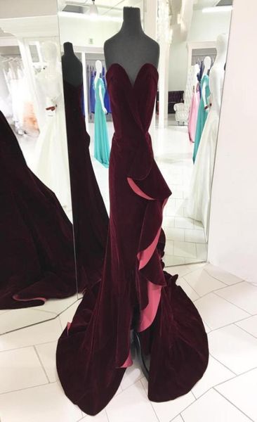 burgundy sweetheart velvet ruffles prom dress off shoulder front split sleeveless long mermaid prom evening dresses vestidos de fi6109548, Black
burgundy sweetheart velvet ruffles prom dress off shoulder front split sleeveless long mermaid prom evening dresses vestidos de fi6109548, Black