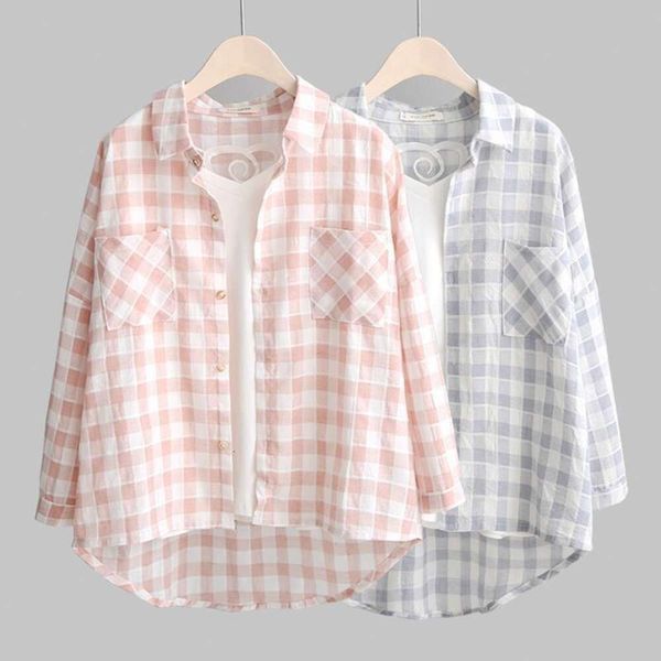 korean version of cotton and linen plaid shirt for women summer thin loose small fresh students long sleeved, White
korean version of cotton and linen plaid shirt for women summer thin loose small fresh students long sleeved, White