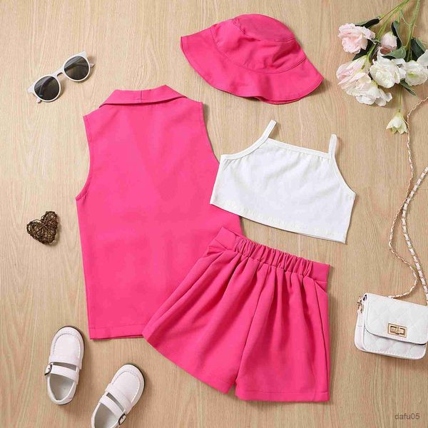 clothing sets 1-6y kids girls summer clothes set baby sleeveless lapel blazer coat tank buttons shorts+ hats 4pcs children suits r230815, White
clothing sets 1-6y kids girls summer clothes set baby sleeveless lapel blazer coat tank buttons shorts+ hats 4pcs children suits r230815, White