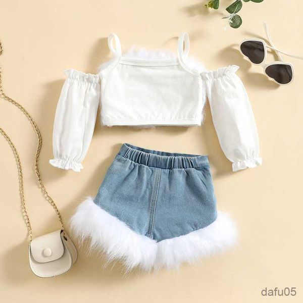 clothing sets 0-4y kids girls autumn clothes set baby shoulder long sleeve plush fur trim denim short pants toddler fashion outfits r230815, White
clothing sets 0-4y kids girls autumn clothes set baby shoulder long sleeve plush fur trim denim short pants toddler fashion outfits r230815, White
