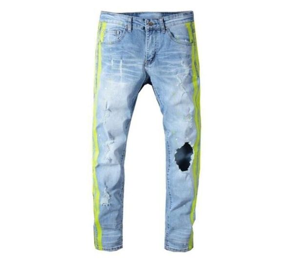new style ripped fashion jeans clothing designer pants light blue mens slim denim straight biker hole hip hop men1140487
new style ripped fashion jeans clothing designer pants light blue mens slim denim straight biker hole hip hop men1140487