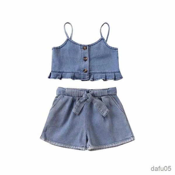 clothing sets 2pcs fashion little girls clothes sets denim ruffled sleeveless camisole with tie-up shorts summer 2-7y clothing r230815, White
clothing sets 2pcs fashion little girls clothes sets denim ruffled sleeveless camisole with tie-up shorts summer 2-7y clothing r230815, White