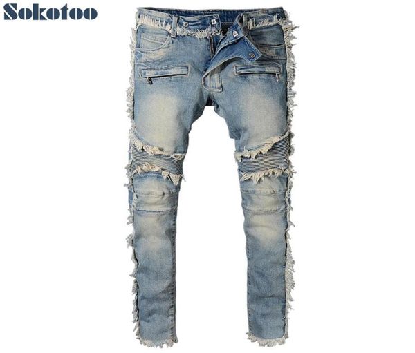 sokotoo men039s vintage washed denim fringe biker jeans for moto fashion slim fit straight patchwork pants for big and tall3731376, Blue
sokotoo men039s vintage washed denim fringe biker jeans for moto fashion slim fit straight patchwork pants for big and tall3731376, Blue