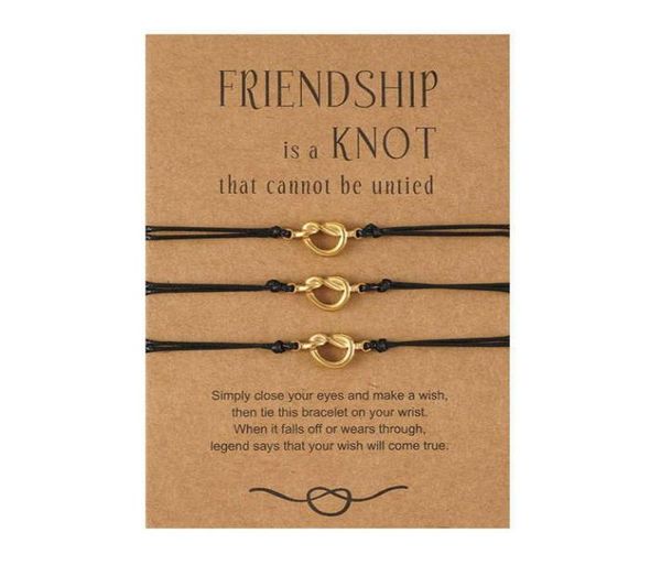 good friend card bracelet creative stainless steel knot wax thread woven bracelet8171328, Golden;silver
good friend card bracelet creative stainless steel knot wax thread woven bracelet8171328, Golden;silver