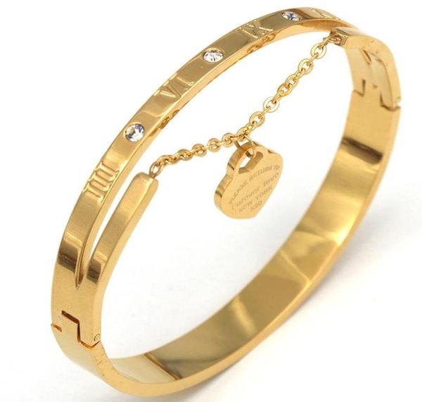 trendy lover cuff bracelets bangles for woman gold color carving roman numera stainless steel bracelet with heart pendant bangle993047402, Black
trendy lover cuff bracelets bangles for woman gold color carving roman numera stainless steel bracelet with heart pendant bangle993047402, Black