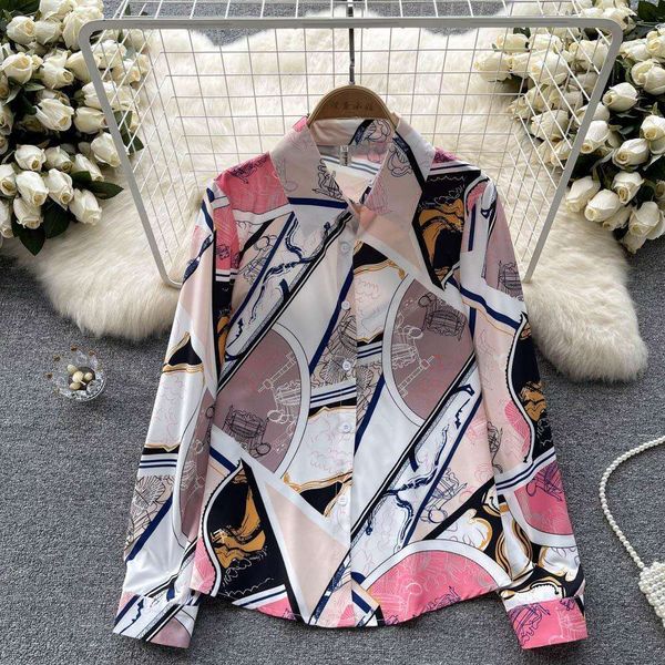 wind ins printed shirt for women spring and autumn style temperament long sleeved design niche fashion, White
wind ins printed shirt for women spring and autumn style temperament long sleeved design niche fashion, White