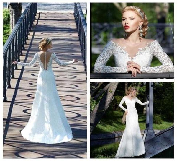 sheer v neck mermaid wedding dresses 2016 rode de mariage backless long sleeve full lace bridal gowns custom made8492925, White
sheer v neck mermaid wedding dresses 2016 rode de mariage backless long sleeve full lace bridal gowns custom made8492925, White