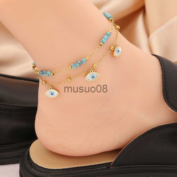 anklets 316l stainless steel eye star green stone charm anklets for women girl new trend ankle chains non-fading jewelry gift party j230815, Red;blue 
anklets 316l stainless steel eye star green stone charm anklets for women girl new trend ankle chains non-fading jewelry gift party j230815, Red;blue