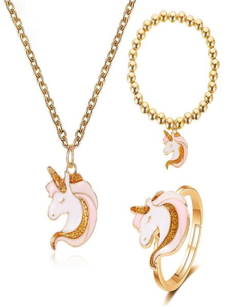 2020 new childrens cartoon decoration cute unicorn gift necklace elastic bracelet ring set womens jewelry whole3428318, Black
2020 new childrens cartoon decoration cute unicorn gift necklace elastic bracelet ring set womens jewelry whole3428318, Black