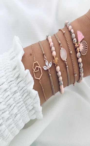 6 pcsset natural stone beads strand bracelets gold sea shell charm bracelets woman crystal flower braclets set1634913, Black
6 pcsset natural stone beads strand bracelets gold sea shell charm bracelets woman crystal flower braclets set1634913, Black