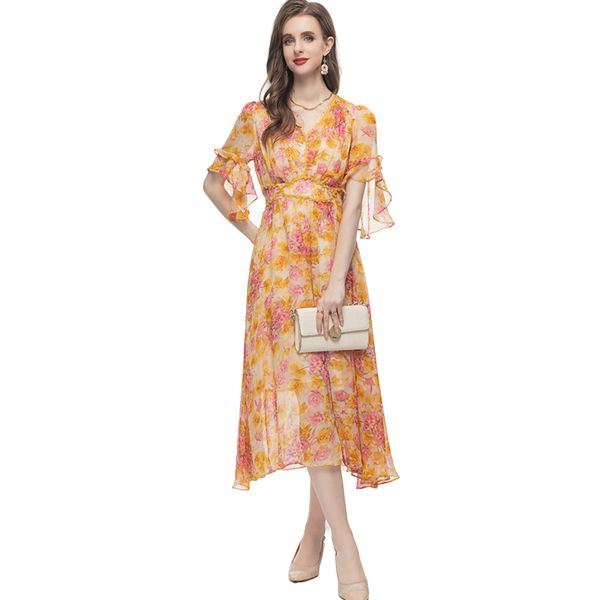 women's runway dresses v neck lace piping printed floral high street fashion summer vestidos, Black
women's runway dresses v neck lace piping printed floral high street fashion summer vestidos, Black