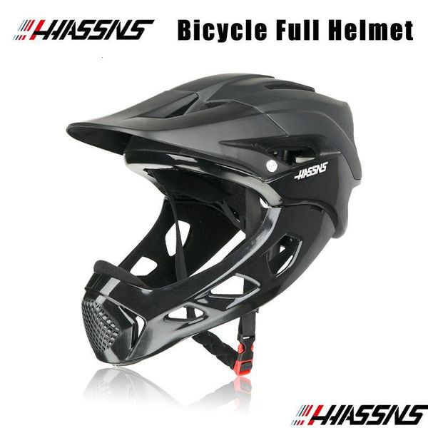 Image of Cycling Helmets Hassns Mountain Bike Helmet Off-Road Integral Fl Face Sports Cap Mens Lightweight Size 58-62Cm Drop Delivery Outdoor Dhxpk