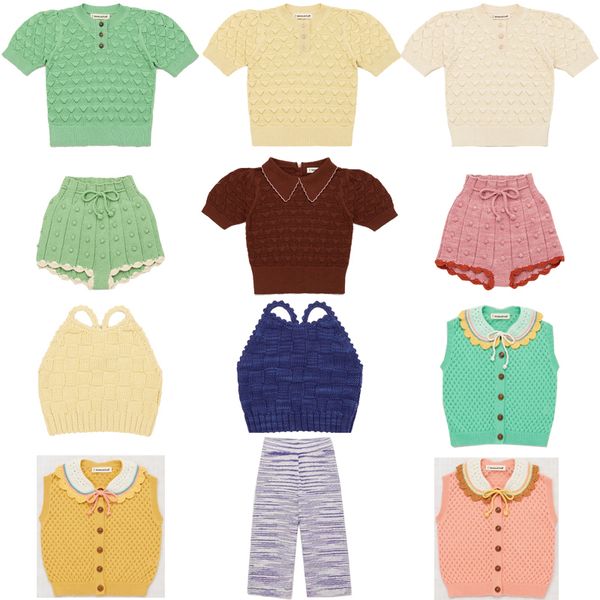 family matching outfits kids t shirts m p brand spring summer girls cute knit short sleeve baby child cotton clothes 230814, Blue
family matching outfits kids t shirts m p brand spring summer girls cute knit short sleeve baby child cotton clothes 230814, Blue