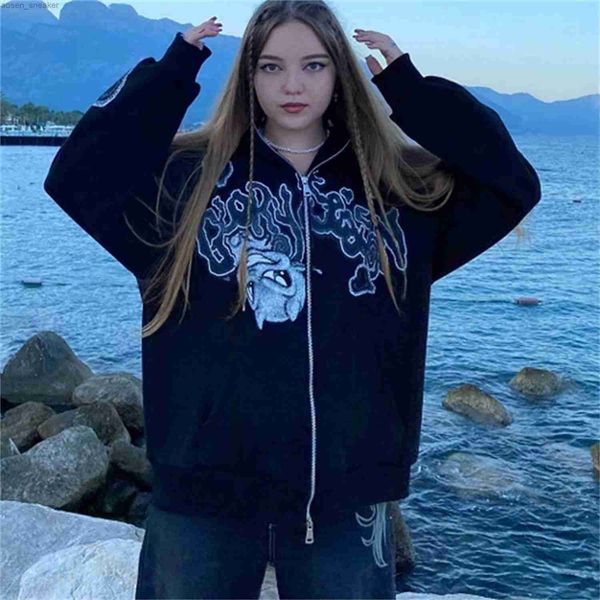 full zip up printed hoodies goth women hip hop y2k streetwear harajuku vintage casual loose jacket comfortable clothing, Black;brown
full zip up printed hoodies goth women hip hop y2k streetwear harajuku vintage casual loose jacket comfortable clothing, Black;brown