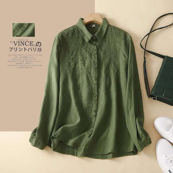 years embroidered linen long sleeved shirt womens autumn style artistic retro loose slimming top, White
years embroidered linen long sleeved shirt womens autumn style artistic retro loose slimming top, White