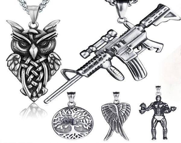 retro ancient silver hip hop necklace jewelry set stainless steel motorbike gun owl angel wing tree of life pendant necklaces with3635839
retro ancient silver hip hop necklace jewelry set stainless steel motorbike gun owl angel wing tree of life pendant necklaces with3635839