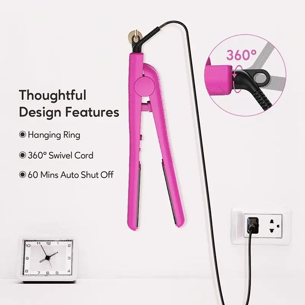 smooth & shiny hair with 1 inch ceramic flat iron - adjustable temperature for all hair types & dual voltage, Black
smooth & shiny hair with 1 inch ceramic flat iron - adjustable temperature for all hair types & dual voltage, Black