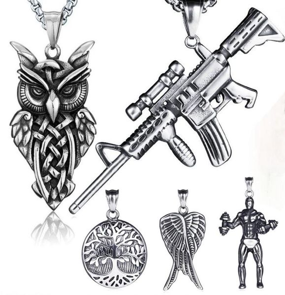 retro ancient silver hip hop necklace jewelry set stainless steel motorbike gun owl angel wing tree of life pendant necklaces with5761659
retro ancient silver hip hop necklace jewelry set stainless steel motorbike gun owl angel wing tree of life pendant necklaces with5761659