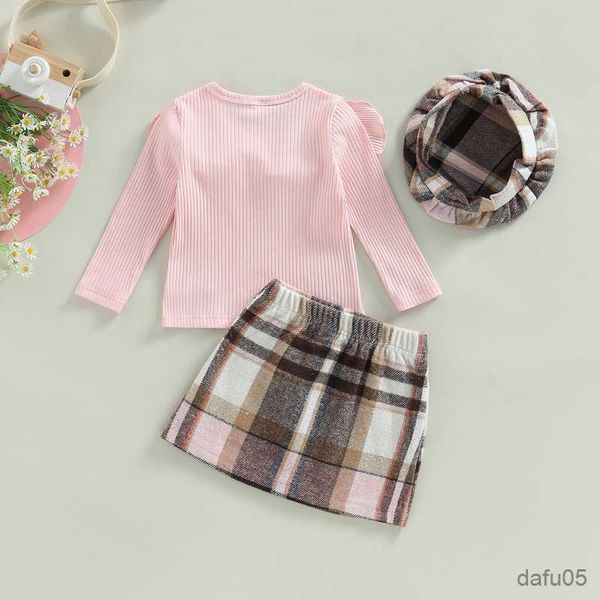 clothing sets toddler girls spring autumn outfit sets pink long sleeve plaid skirt hat r230815, White
clothing sets toddler girls spring autumn outfit sets pink long sleeve plaid skirt hat r230815, White