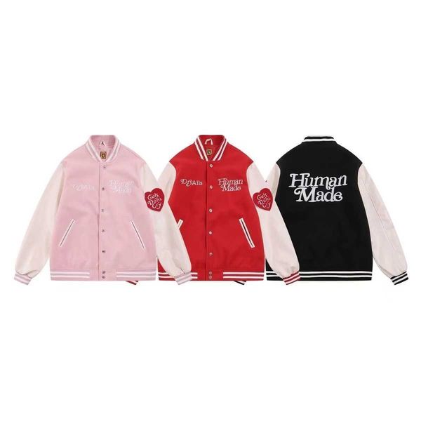 human made baseball men women couple jacket love leather sleeves jack uniform and humanly sweatshirt, Black;brown
human made baseball men women couple jacket love leather sleeves jack uniform and humanly sweatshirt, Black;brown