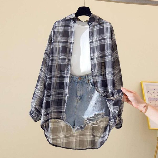 hong kong style sunblock plaid shirt female design niche summer thin long sleeved air conditioning, White
hong kong style sunblock plaid shirt female design niche summer thin long sleeved air conditioning, White